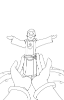Carlos en las manos de Dios (dibujo de Fano)